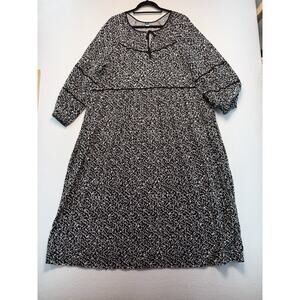 old navy XXL Peasant B&W Tiered dress Floral Feminine Cottagecore Whimsical Tie